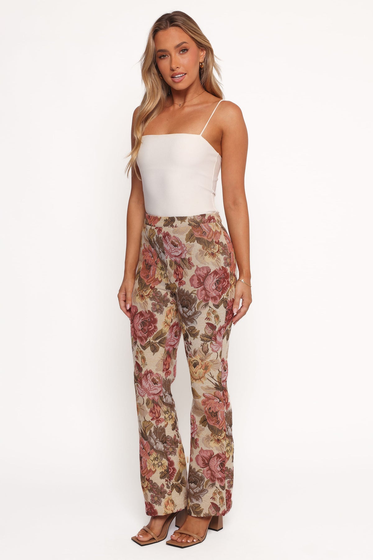 Flare Pants - Floral Brocade