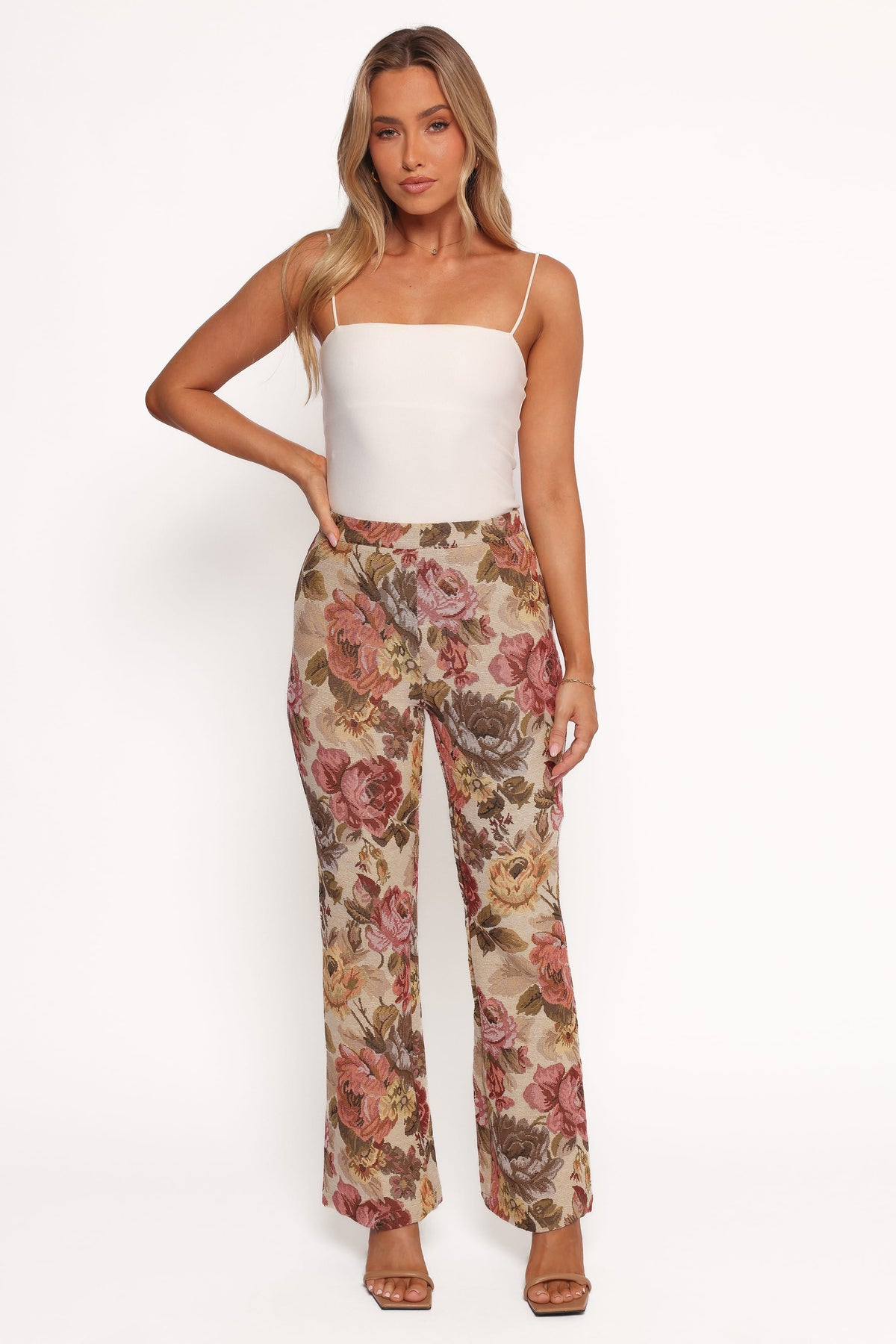 Flare Pants - Floral Brocade
