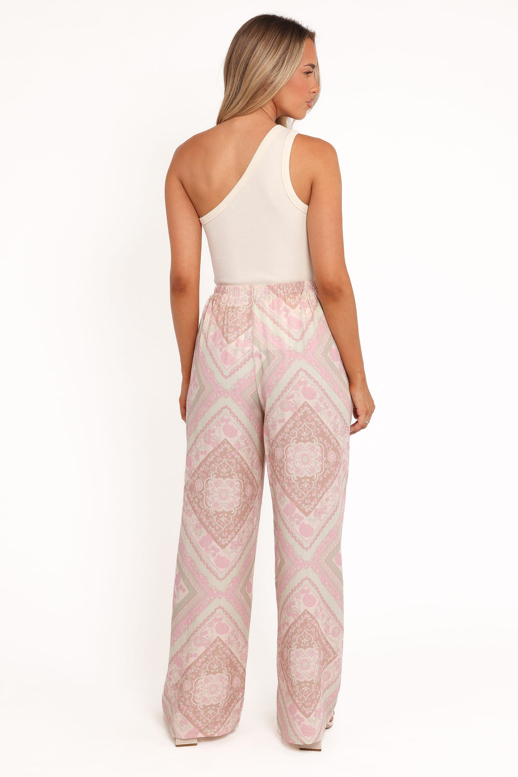 Hose mit weitem Bein – Salbeigrünes Paisleymuster
