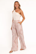 Hose mit weitem Bein – Salbeigrünes Paisleymuster