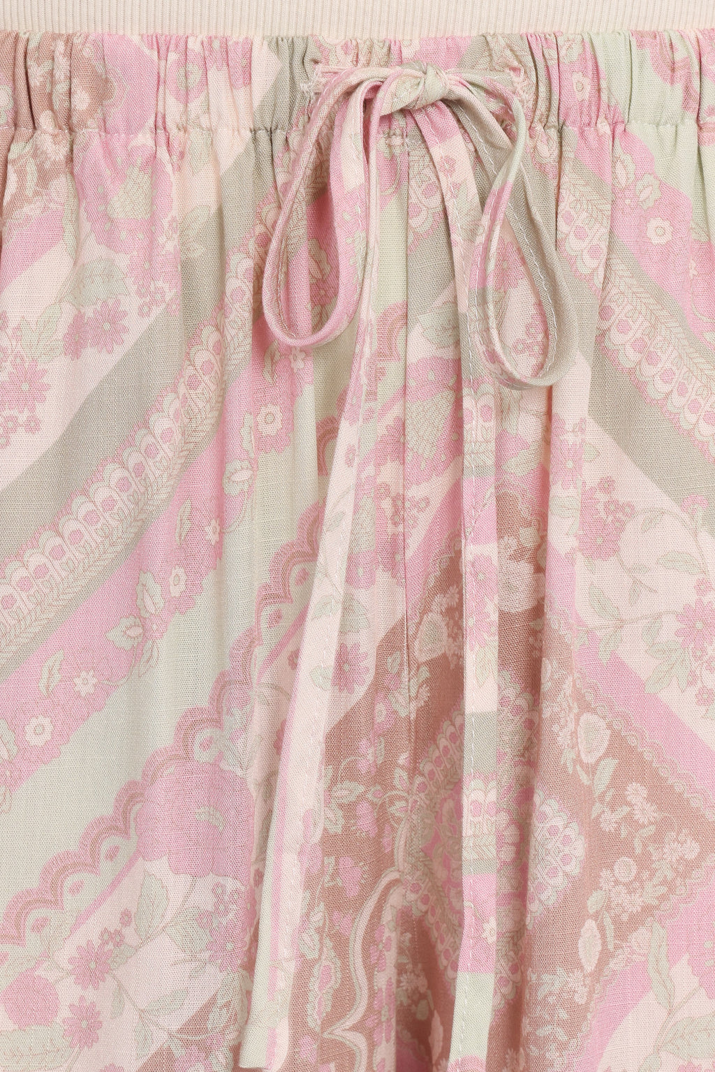 Hose mit weitem Bein – Salbeigrünes Paisleymuster