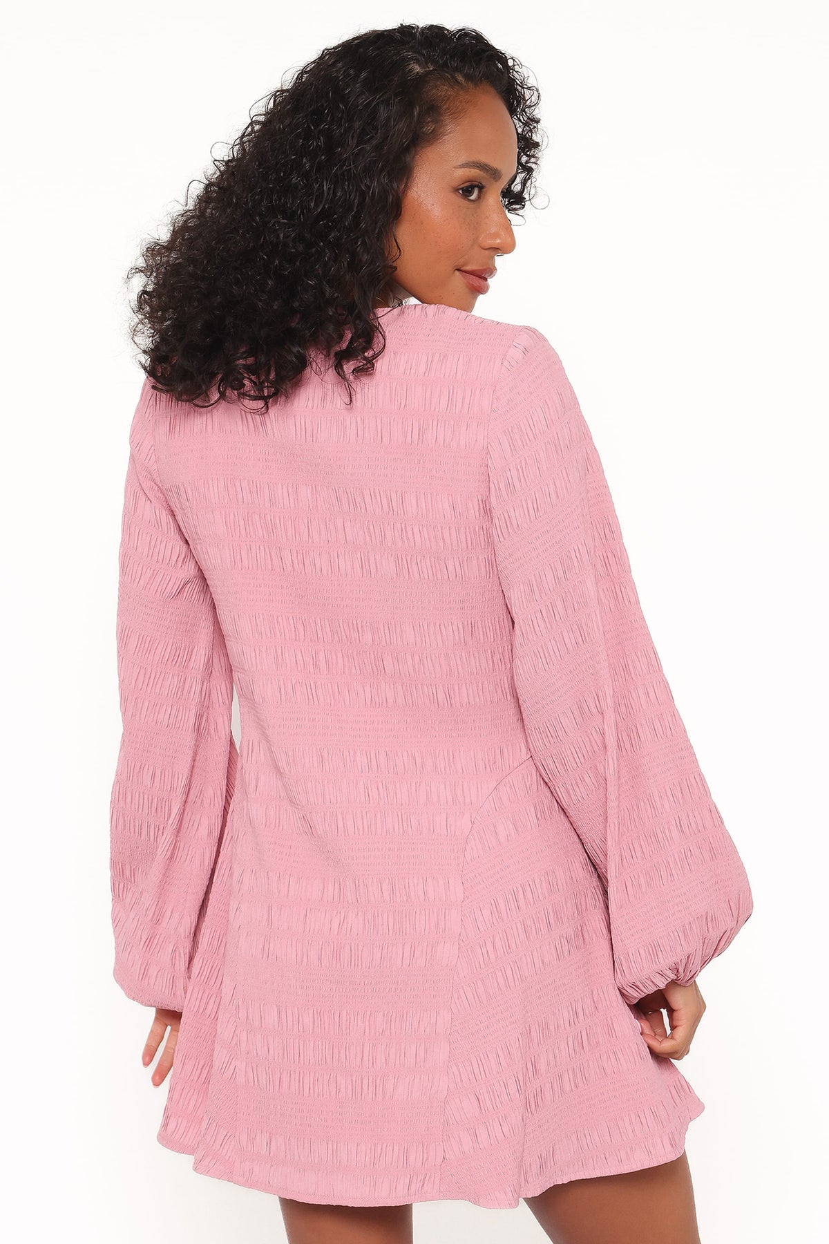 Long Sleeve Mini Dress - Pink