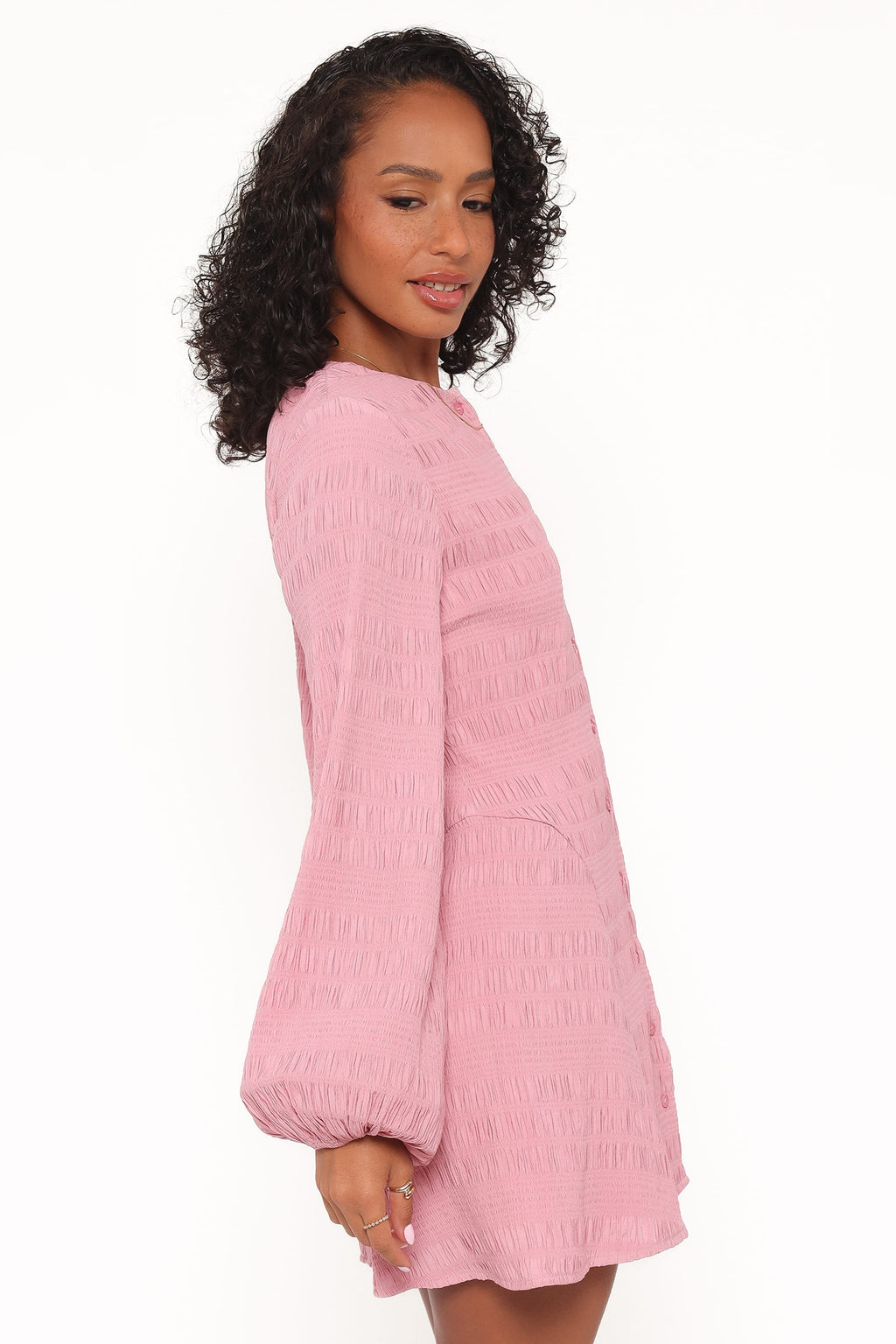 Long Sleeve Mini Dress - Pink