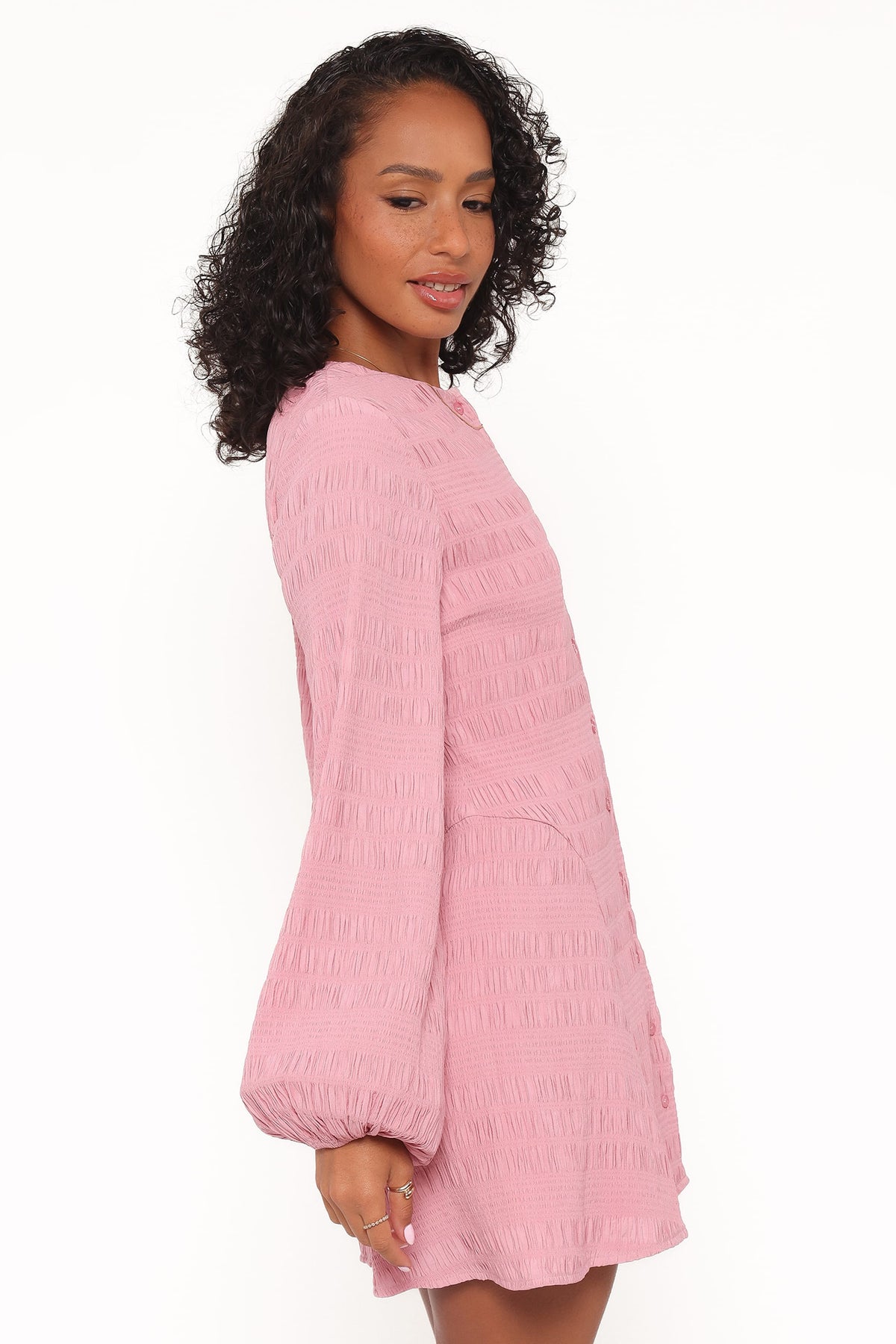 Long Sleeve Mini Dress - Pink
