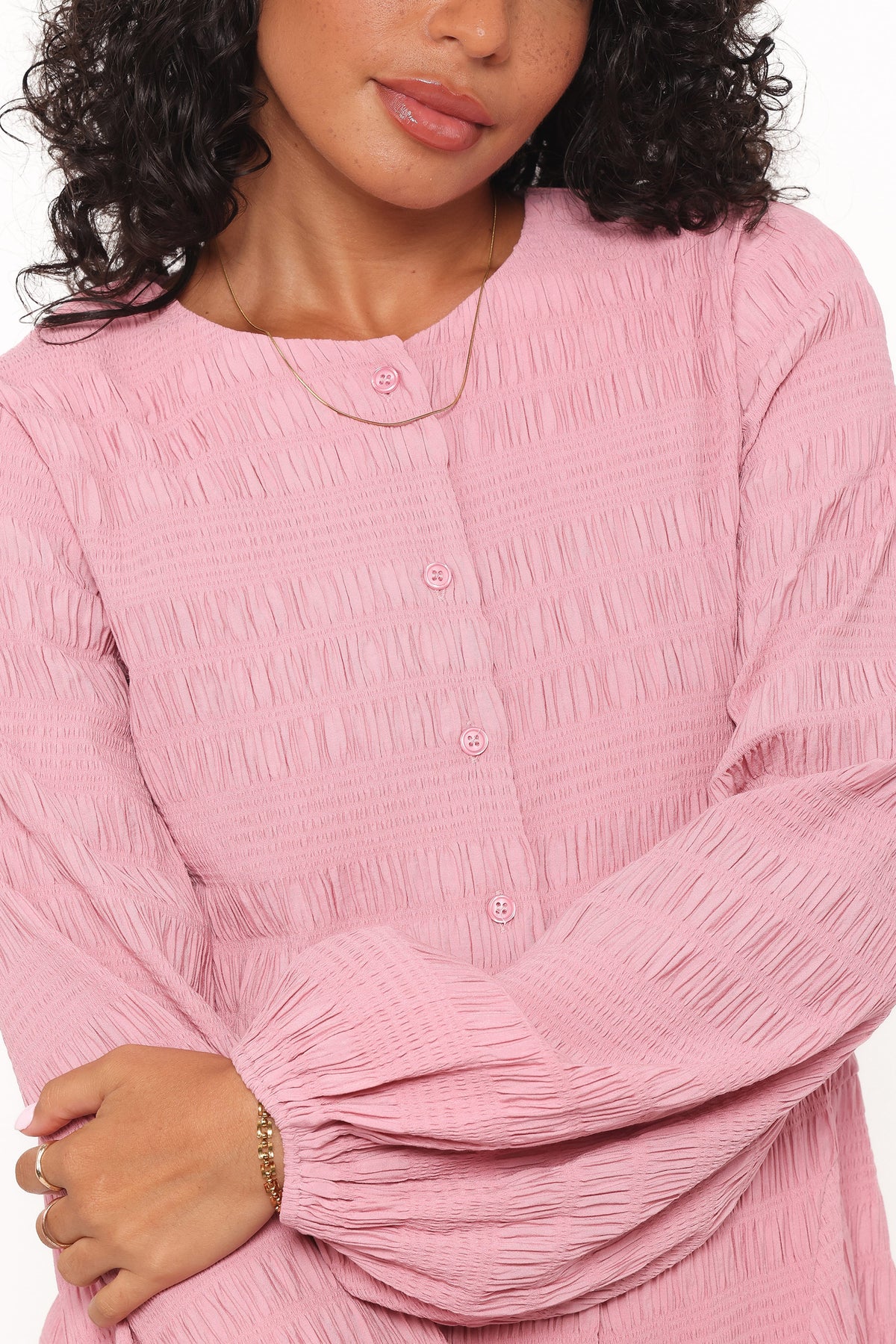 Long Sleeve Mini Dress - Pink