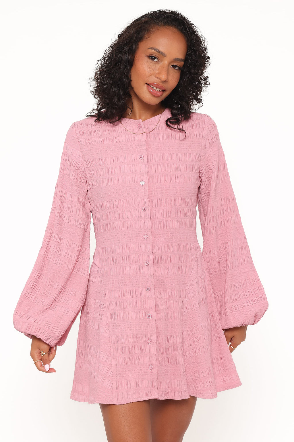 Long Sleeve Mini Dress - Pink