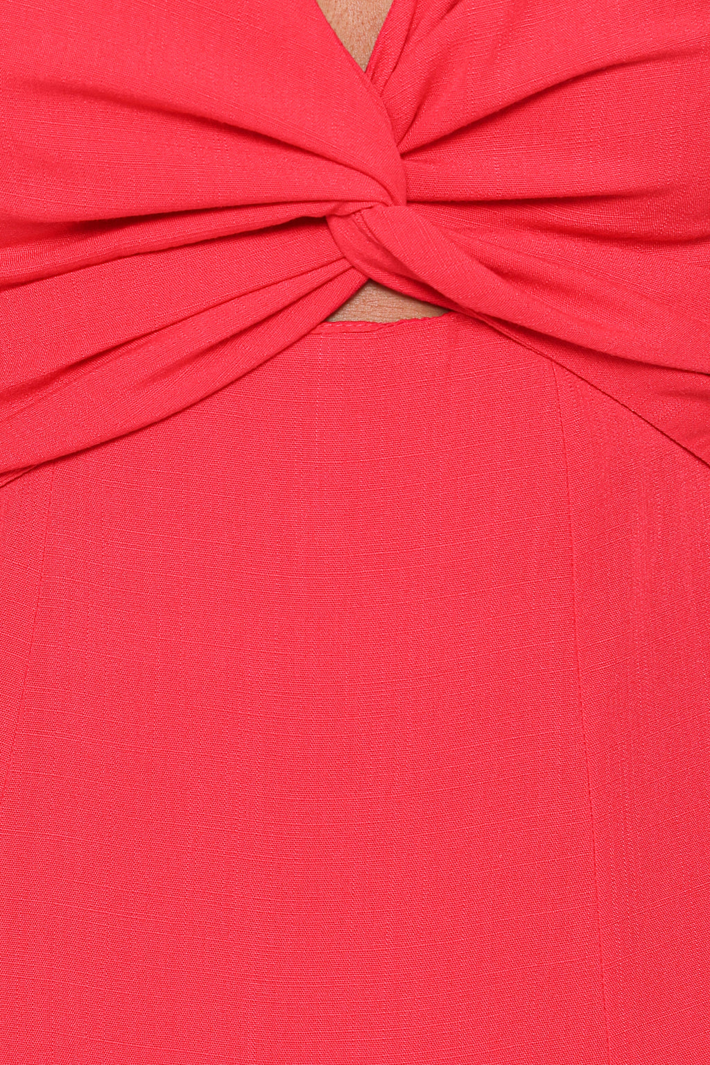 Midi Dress - Red V Neck