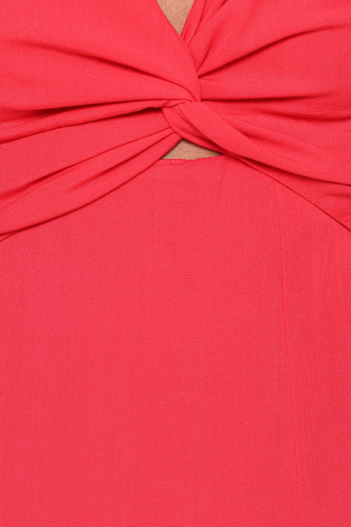 Midi Dress - Red V Neck