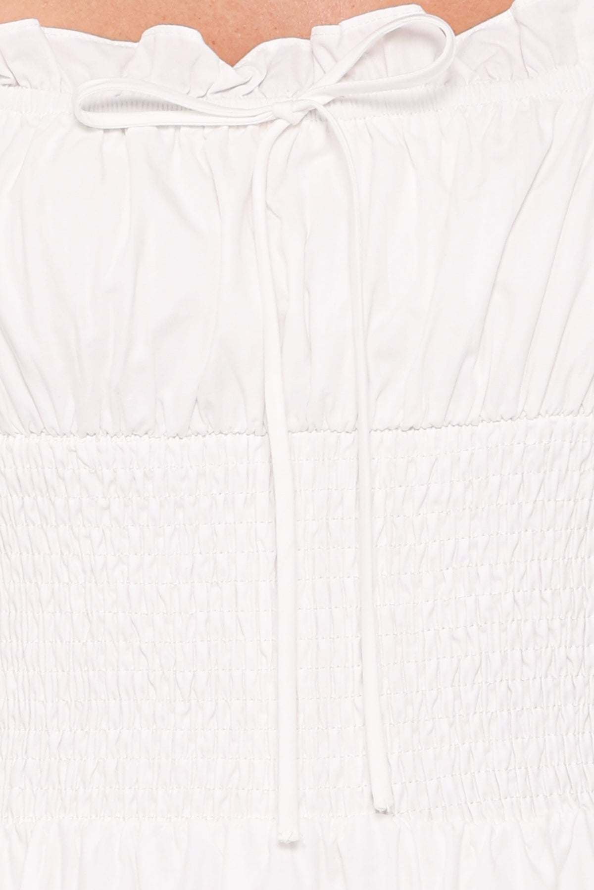 Midi Dress - White Square Neck