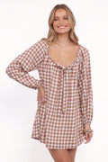 Mini Dress - Tan Gingham