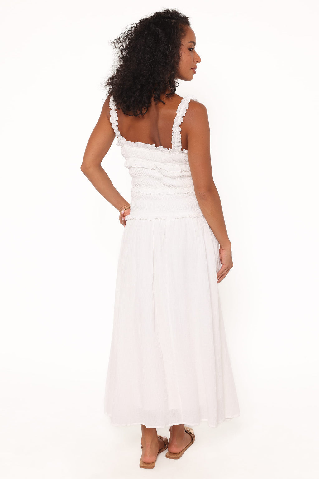 Gather Midi Dress - White