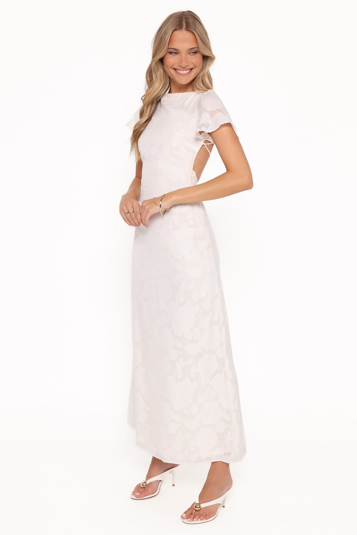 Maxi Dress - Ivory Sheer Floral