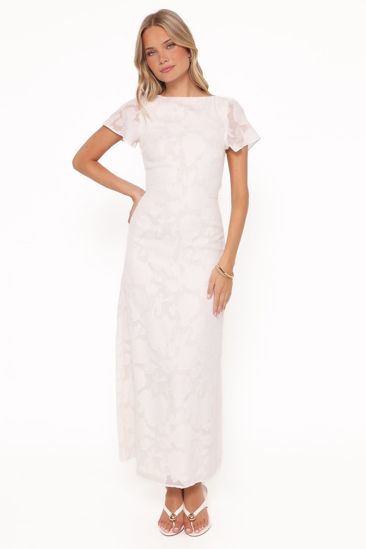 Maxi Dress - Ivory Sheer Floral