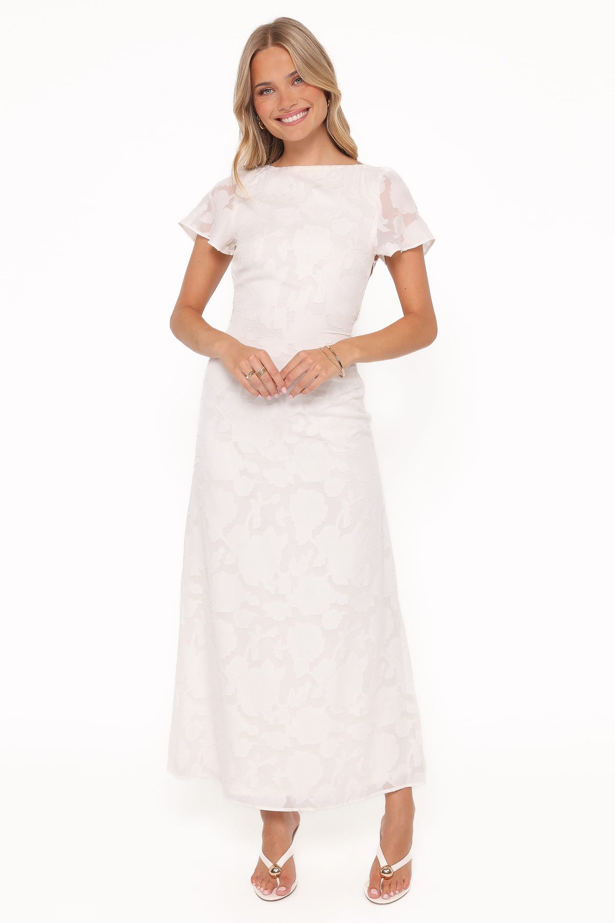 Maxi Dress - Ivory Sheer Floral