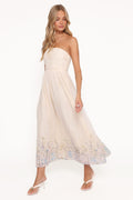 Strapless Maxi Dress - Embroidered Floral