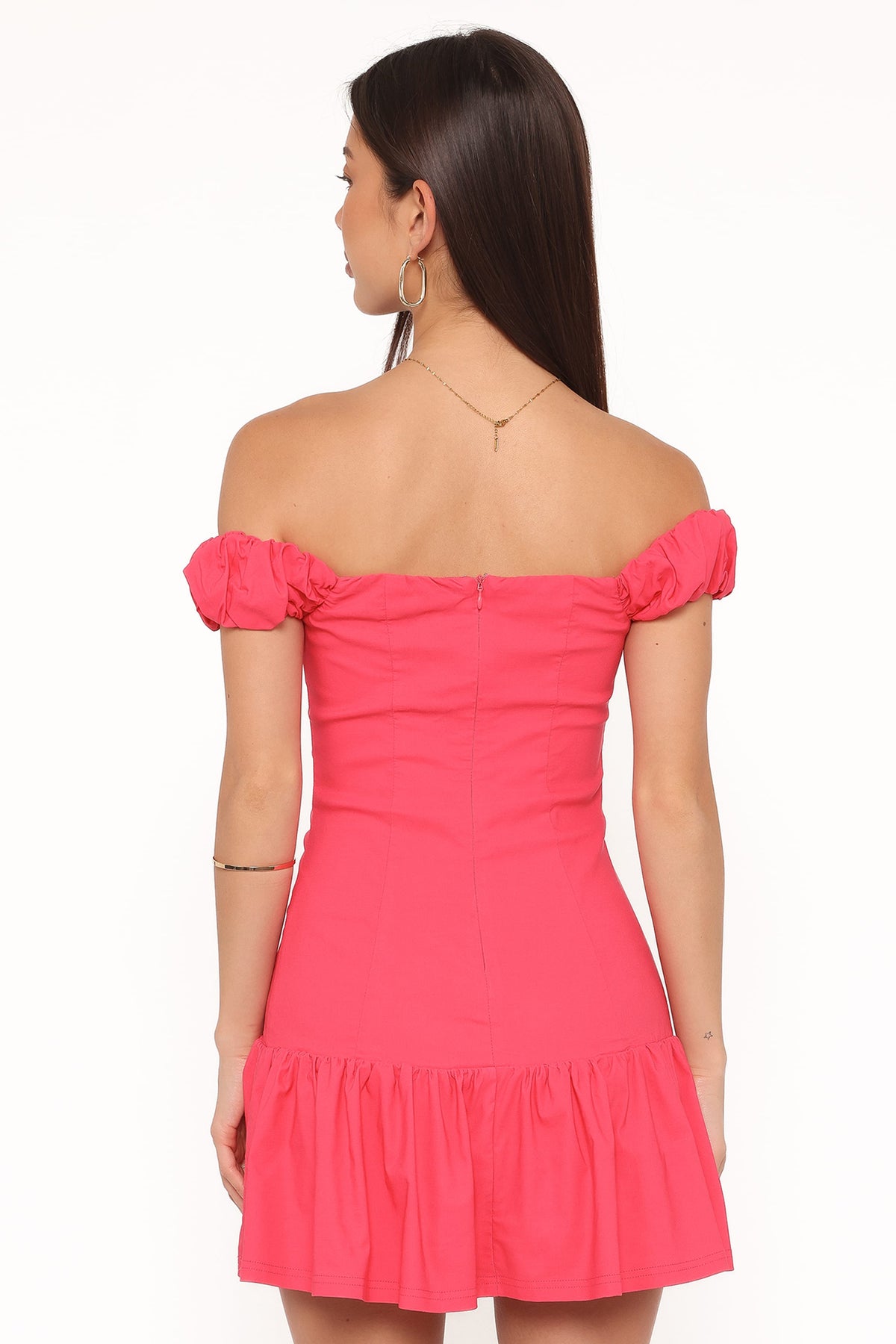 Off Shoulder Mini Dress - Berry