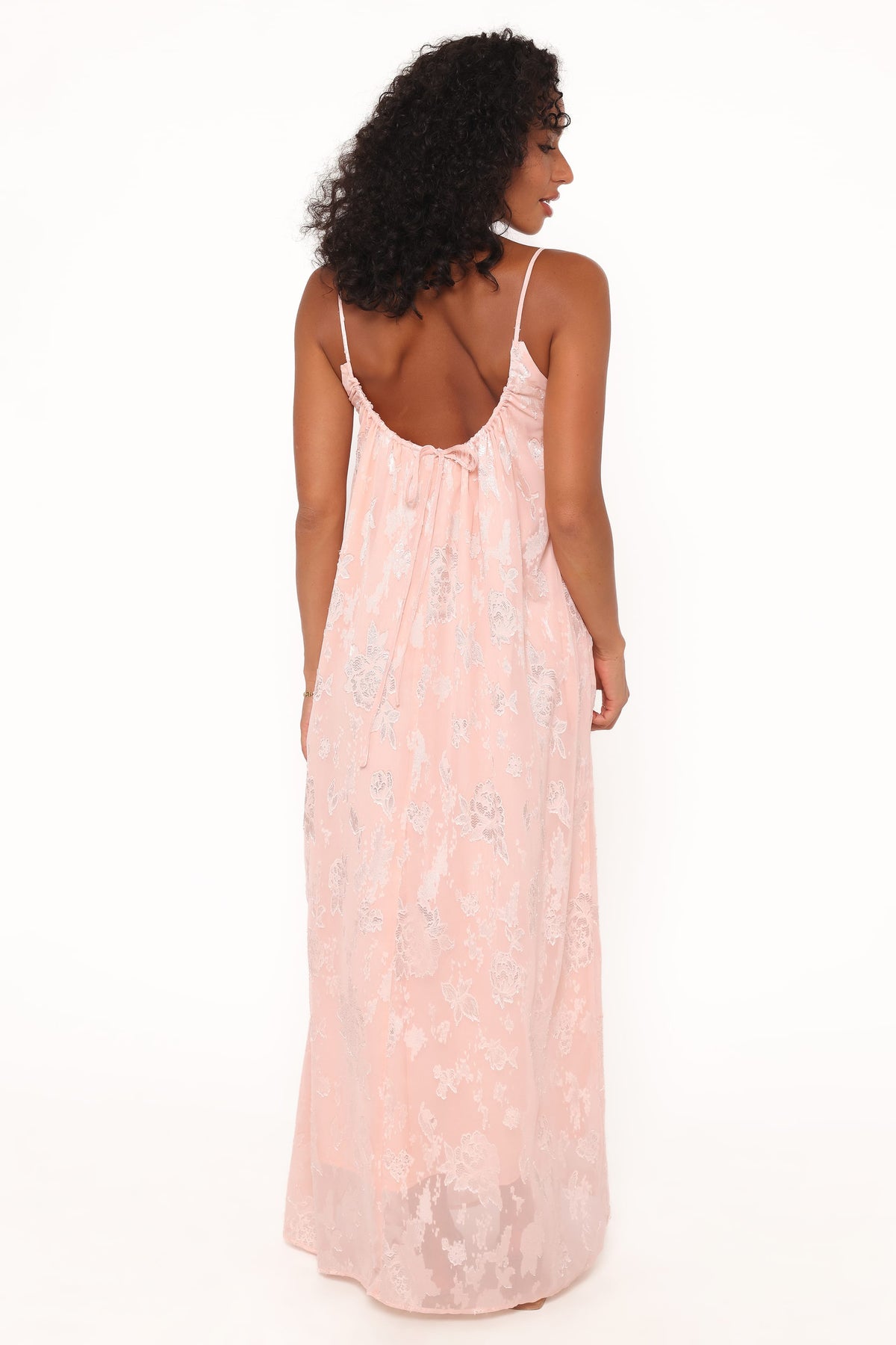 Jacquard Maxi Dress - Pink Floral