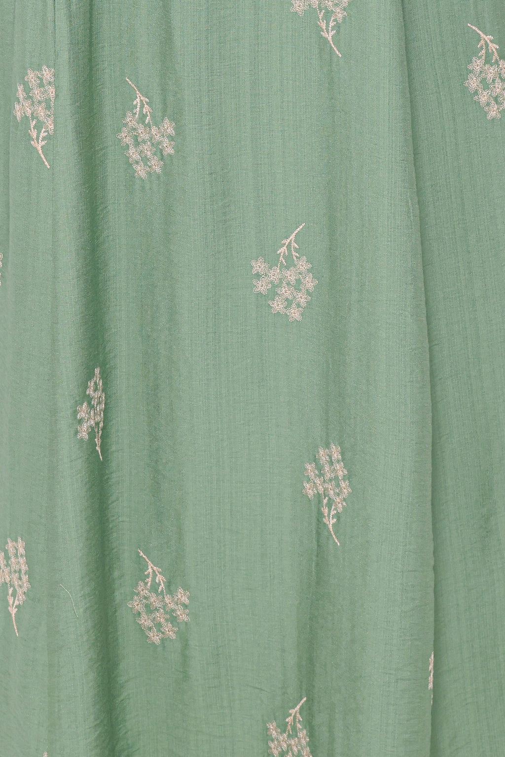 Maxi Dress - Green Embroidered Floral