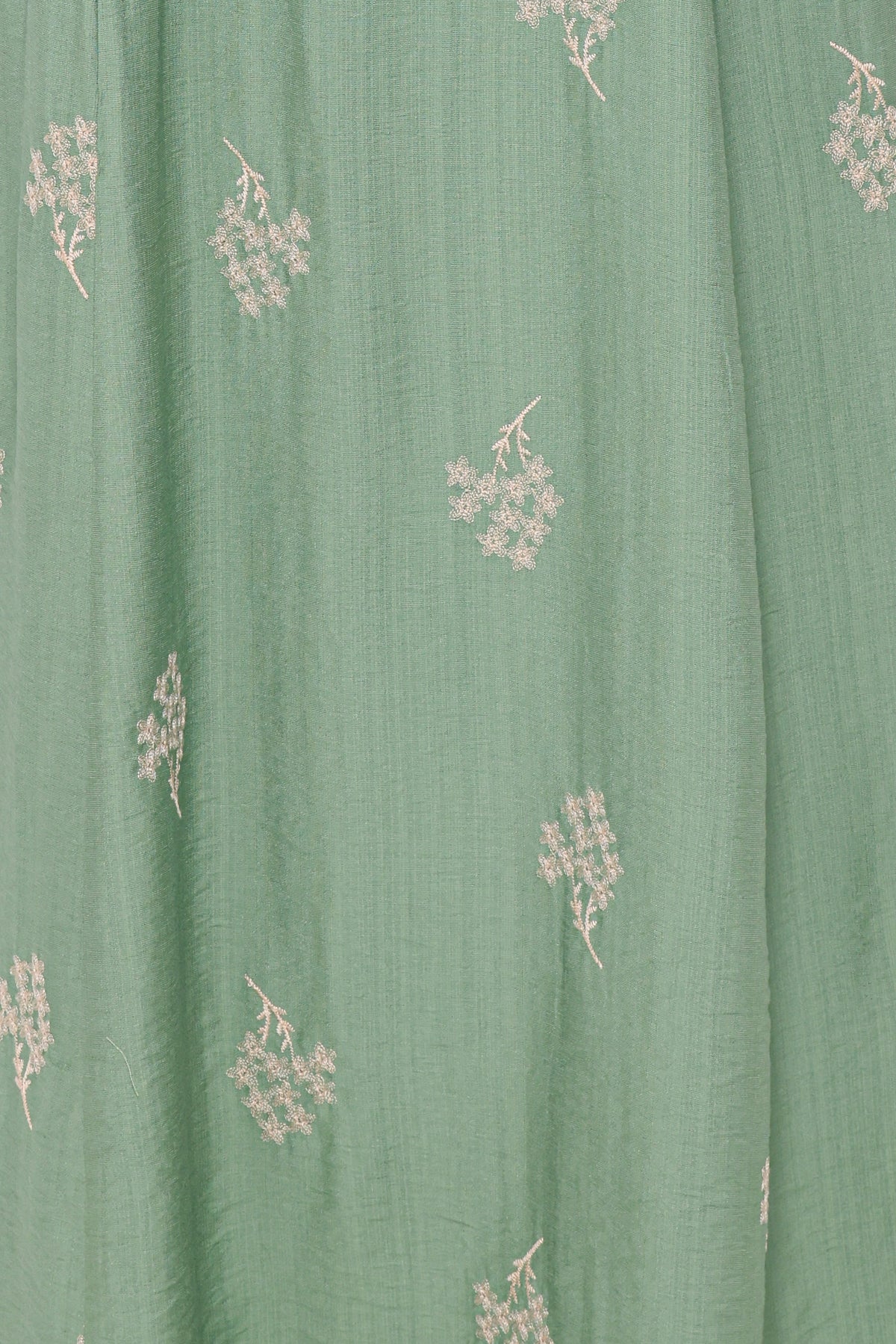 Maxi Dress - Green Embroidered Floral