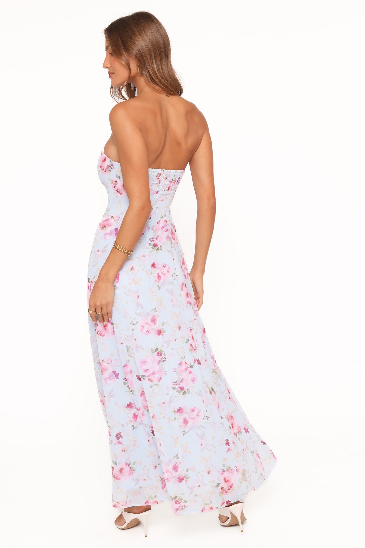 Strapless Maxi Dress - Blue Floral