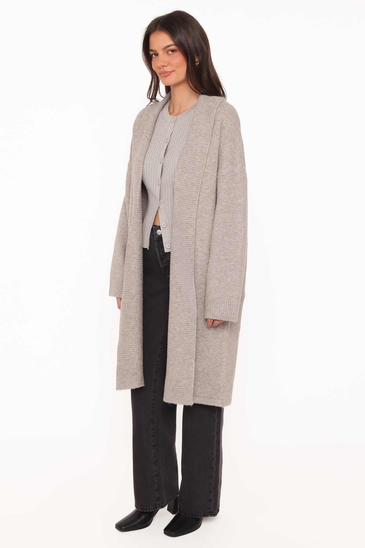 Longline Coatigan - Heather Grey