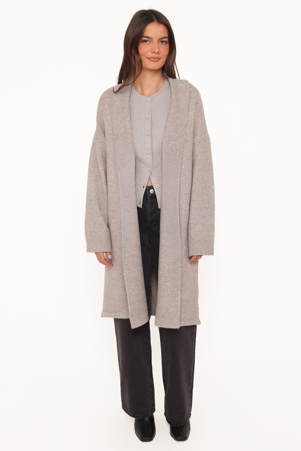 Longline Coatigan - Heather Grey