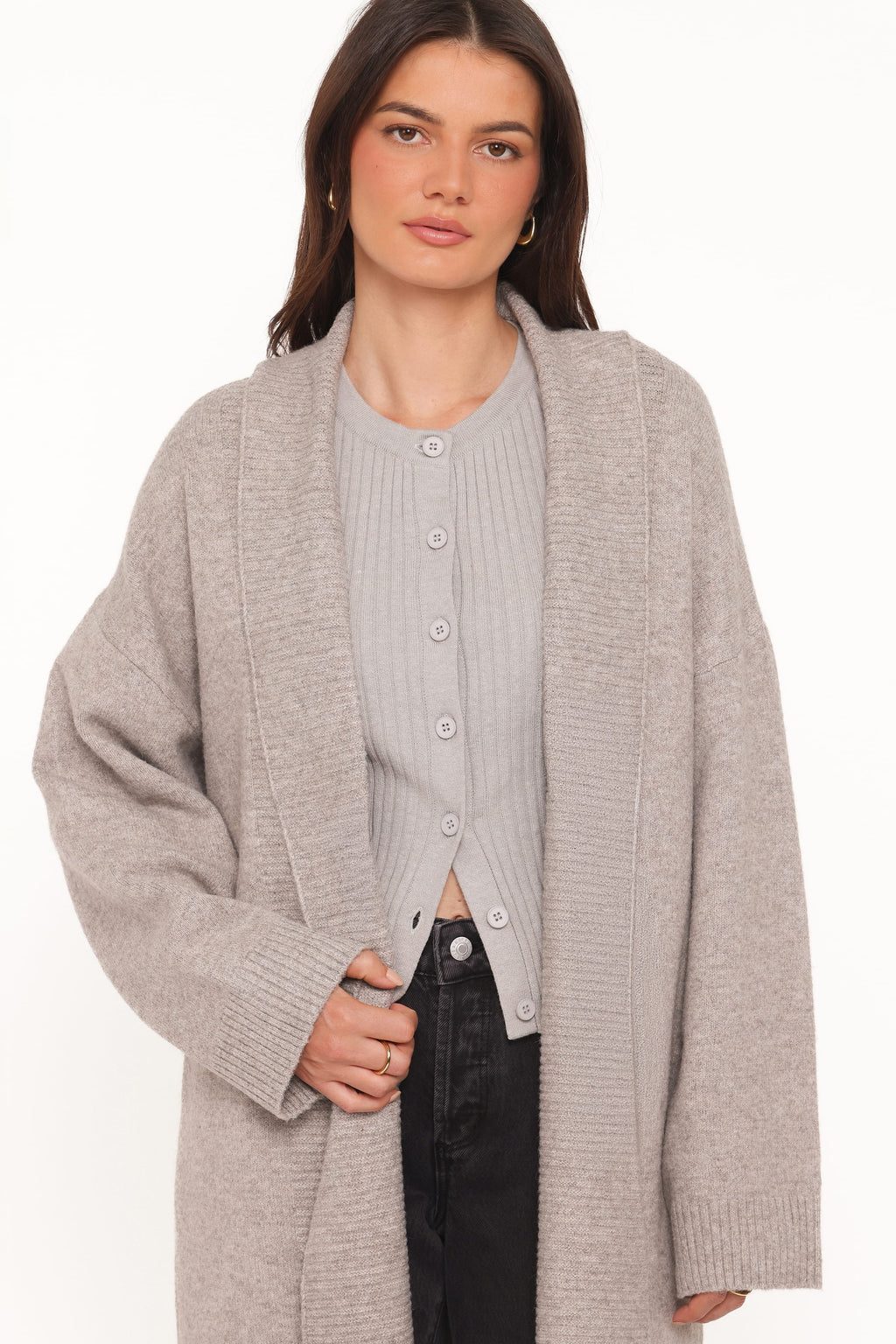 Longline Coatigan - Heather Grey