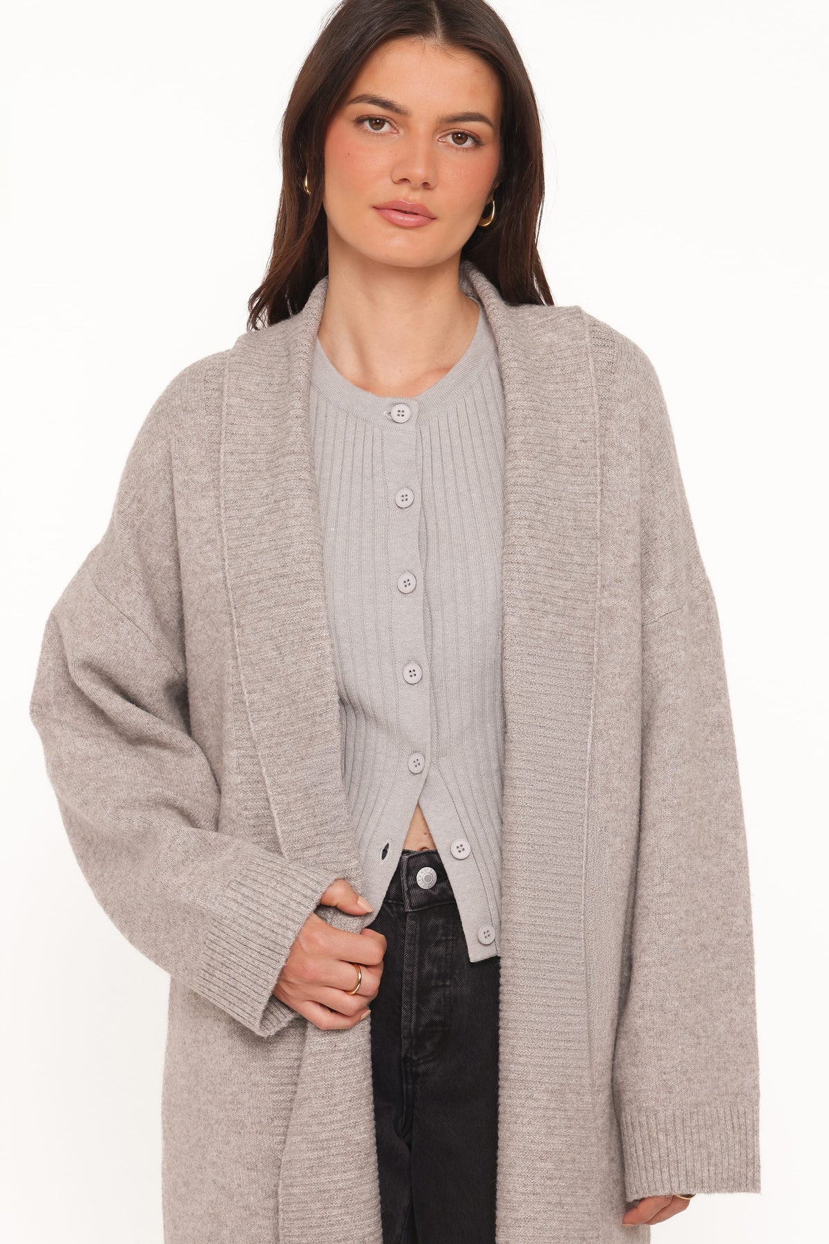 Longline Coatigan - Heather Grey