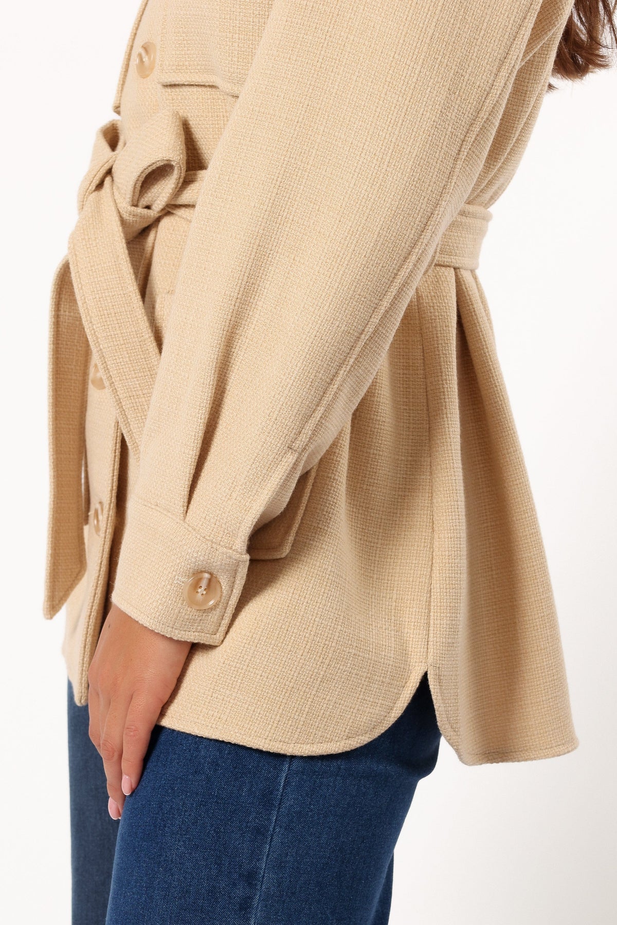 Tie Front Shacket - Cream