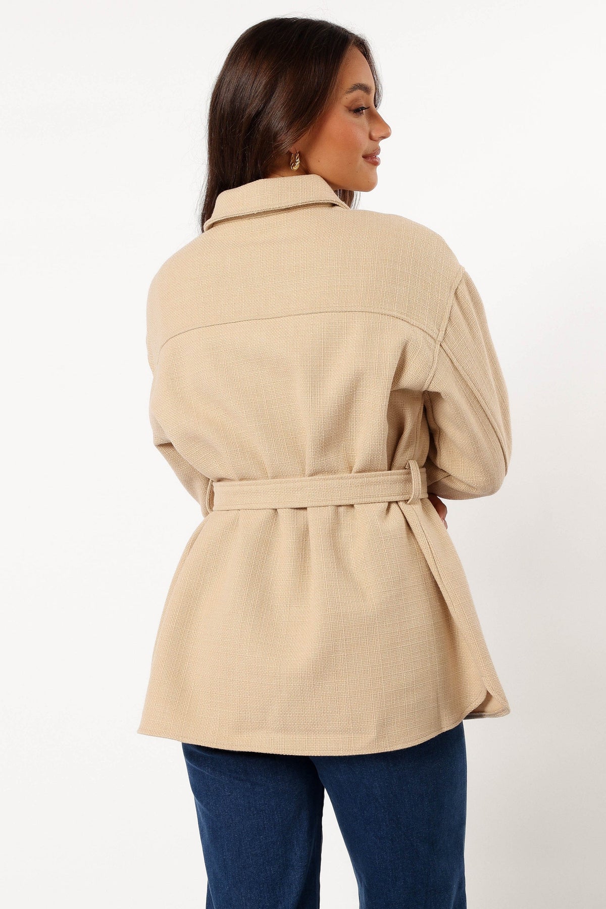 Tie Front Shacket - Cream