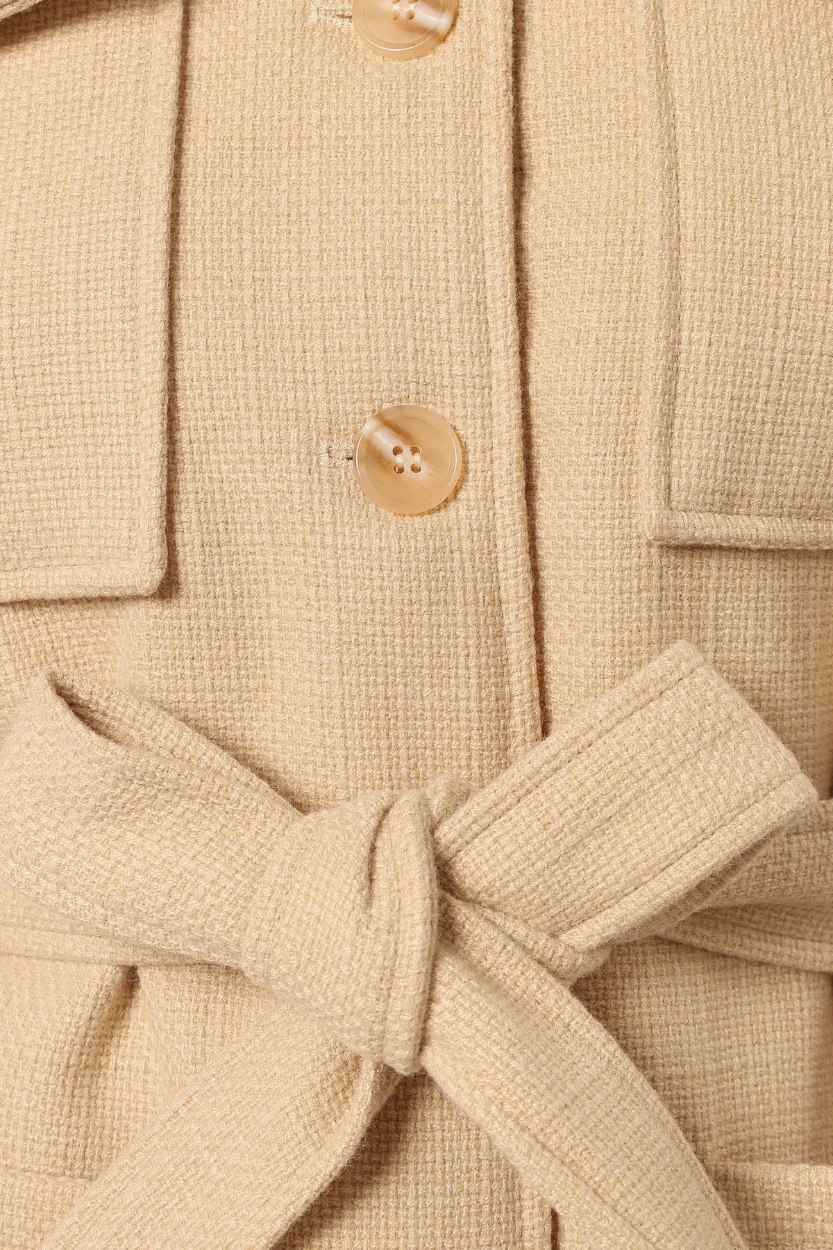 Tie Front Shacket - Cream