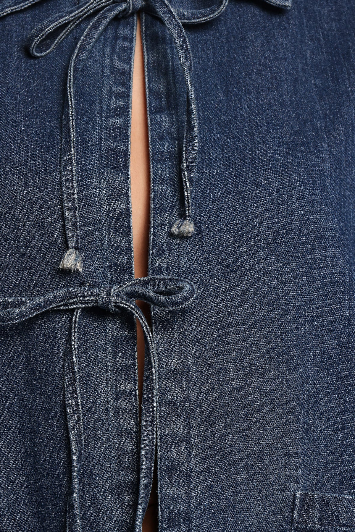 Bow Front Denim Shacket - Denim
