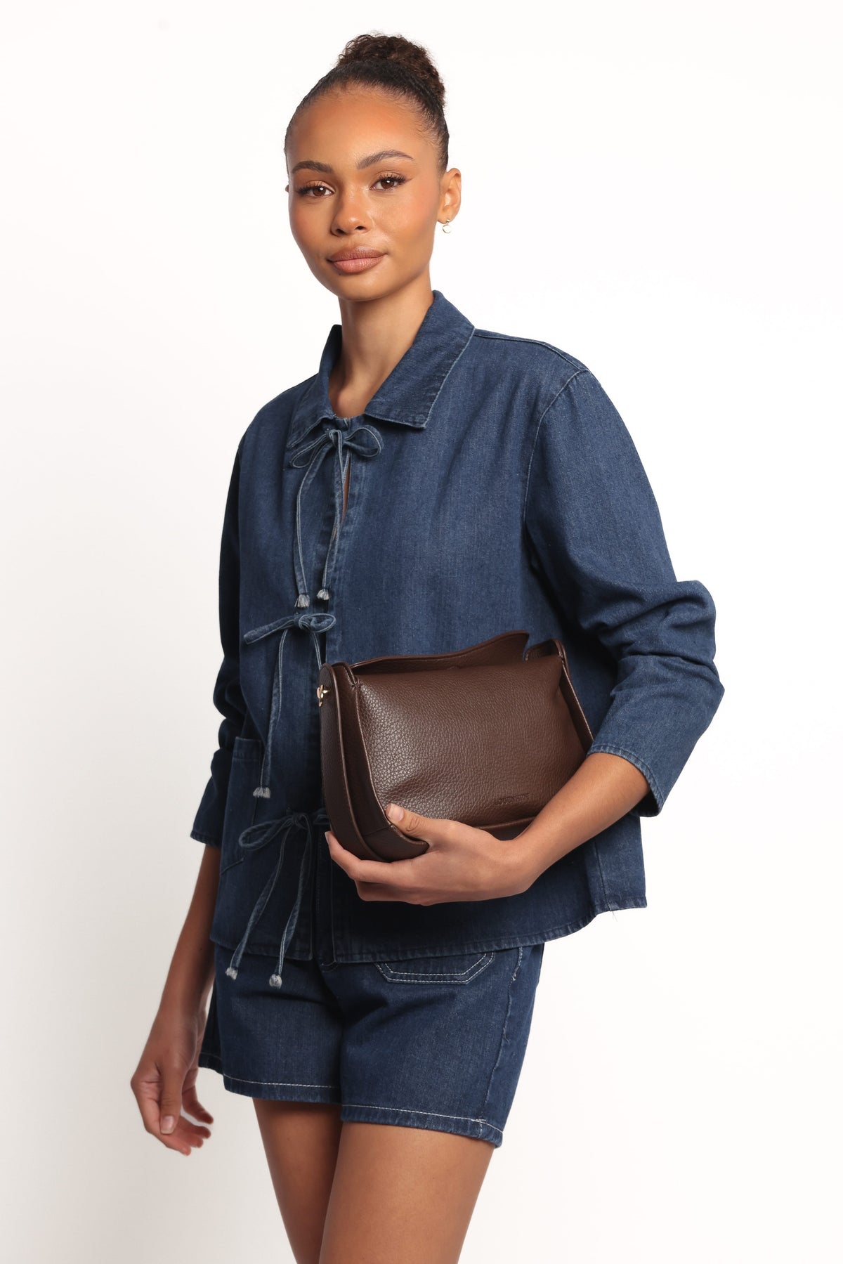Bow Front Denim Shacket - Denim