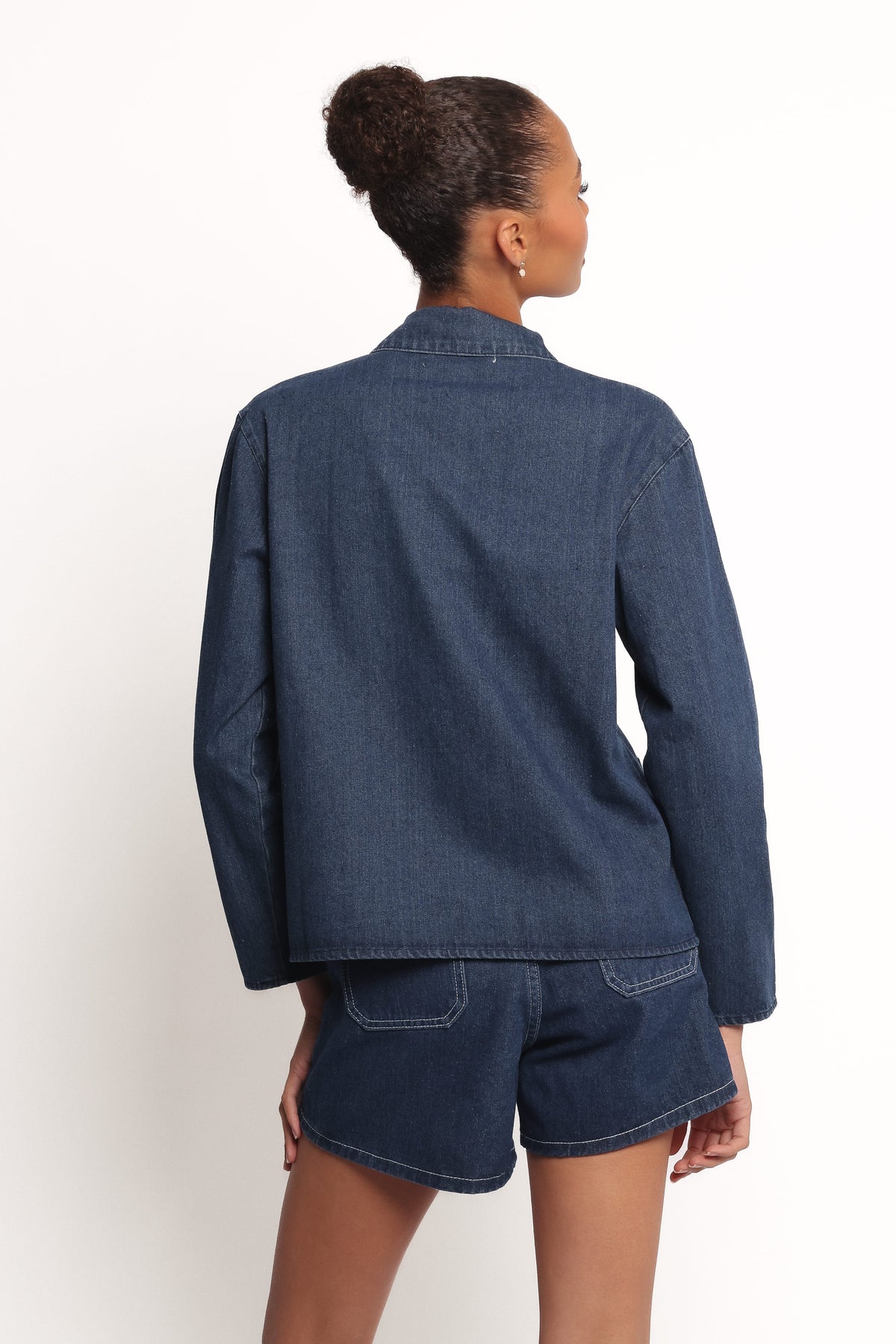 Bow Front Denim Shacket - Denim
