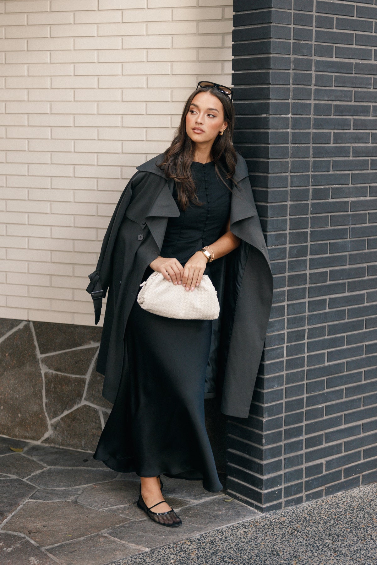 Button Front Trench Coat - Charcoal