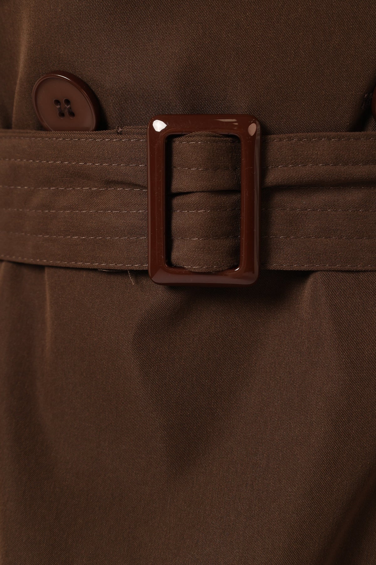 Button Front Trench Coat - Chocolate Brown