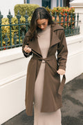 Button Front Trench Coat - Chocolate Brown