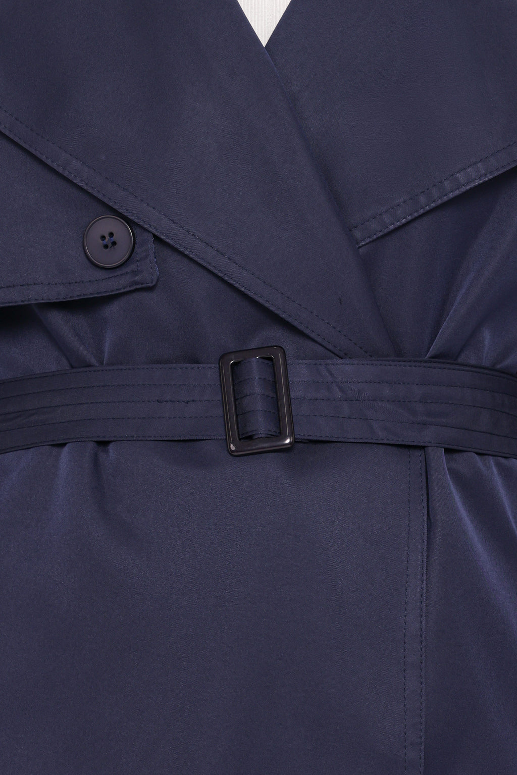 Button Front Trench Coat - Navy