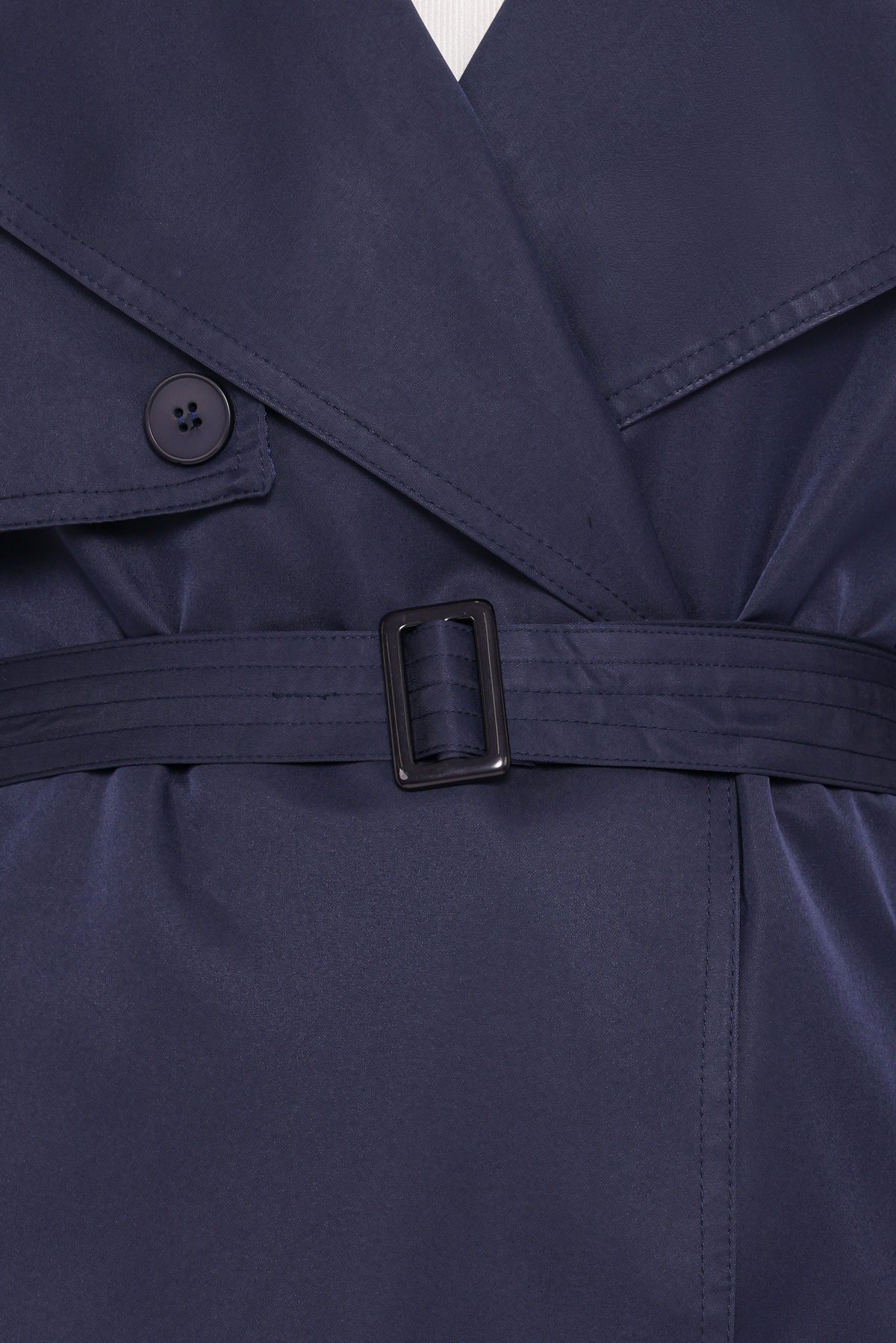 Button Front Trench Coat - Navy