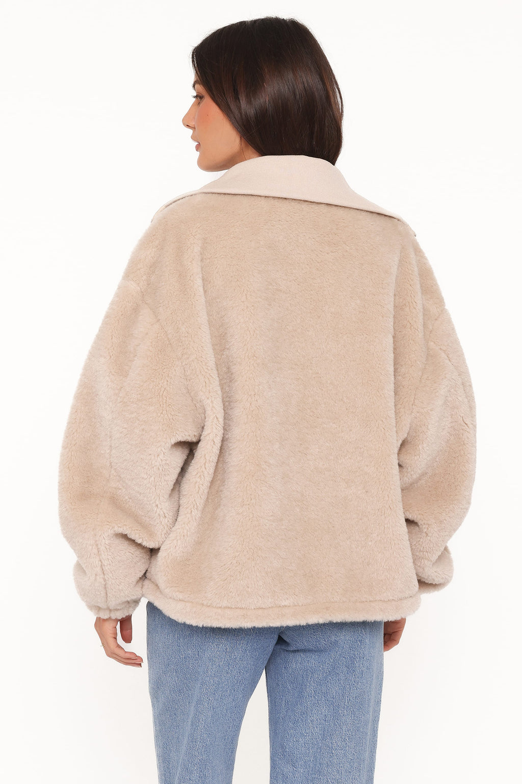 Sherpa Zip Up Jacket - Beige