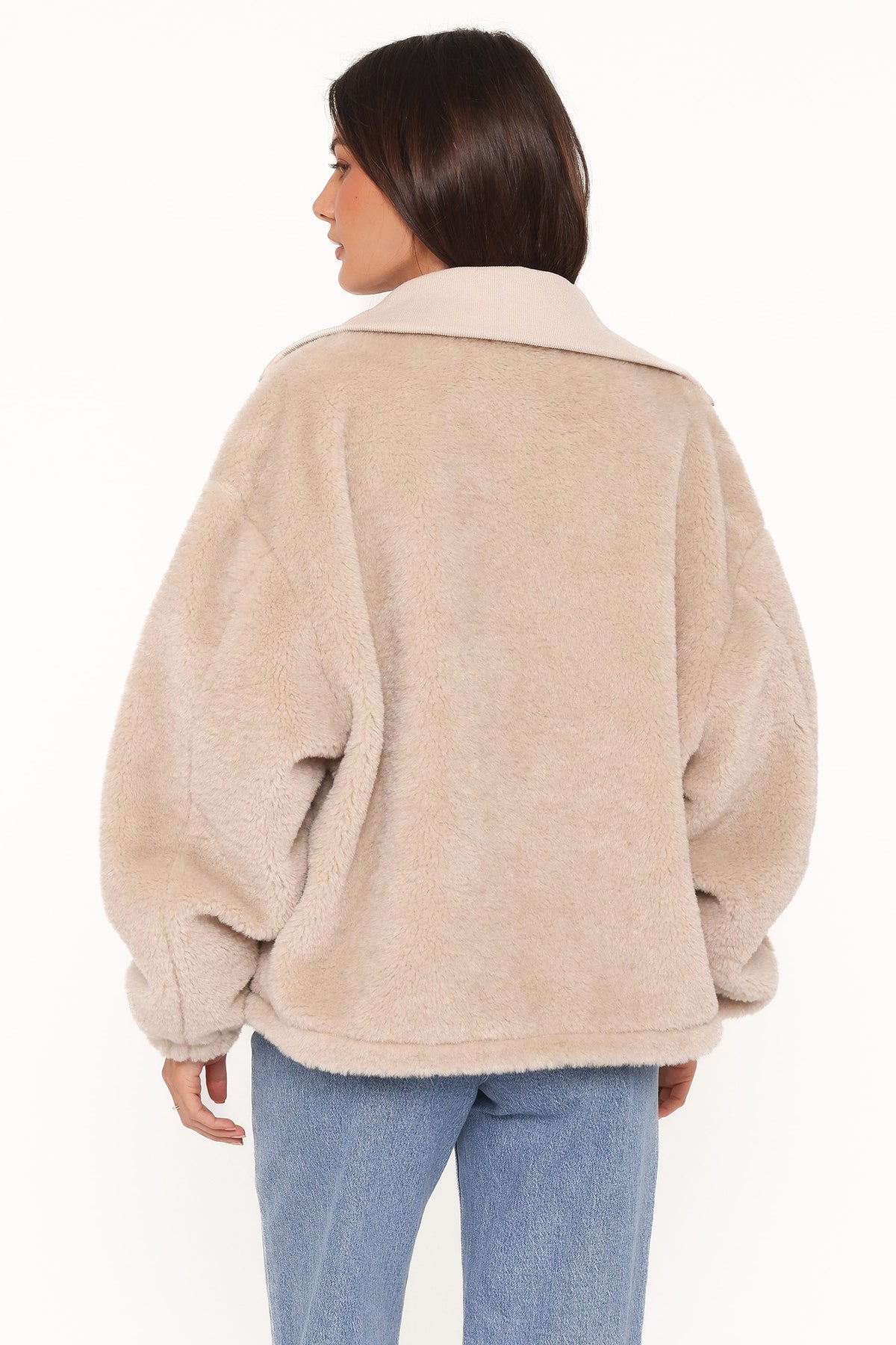 Sherpa Zip Up Jacket - Beige