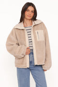 Sherpa Zip Up Jacket - Beige