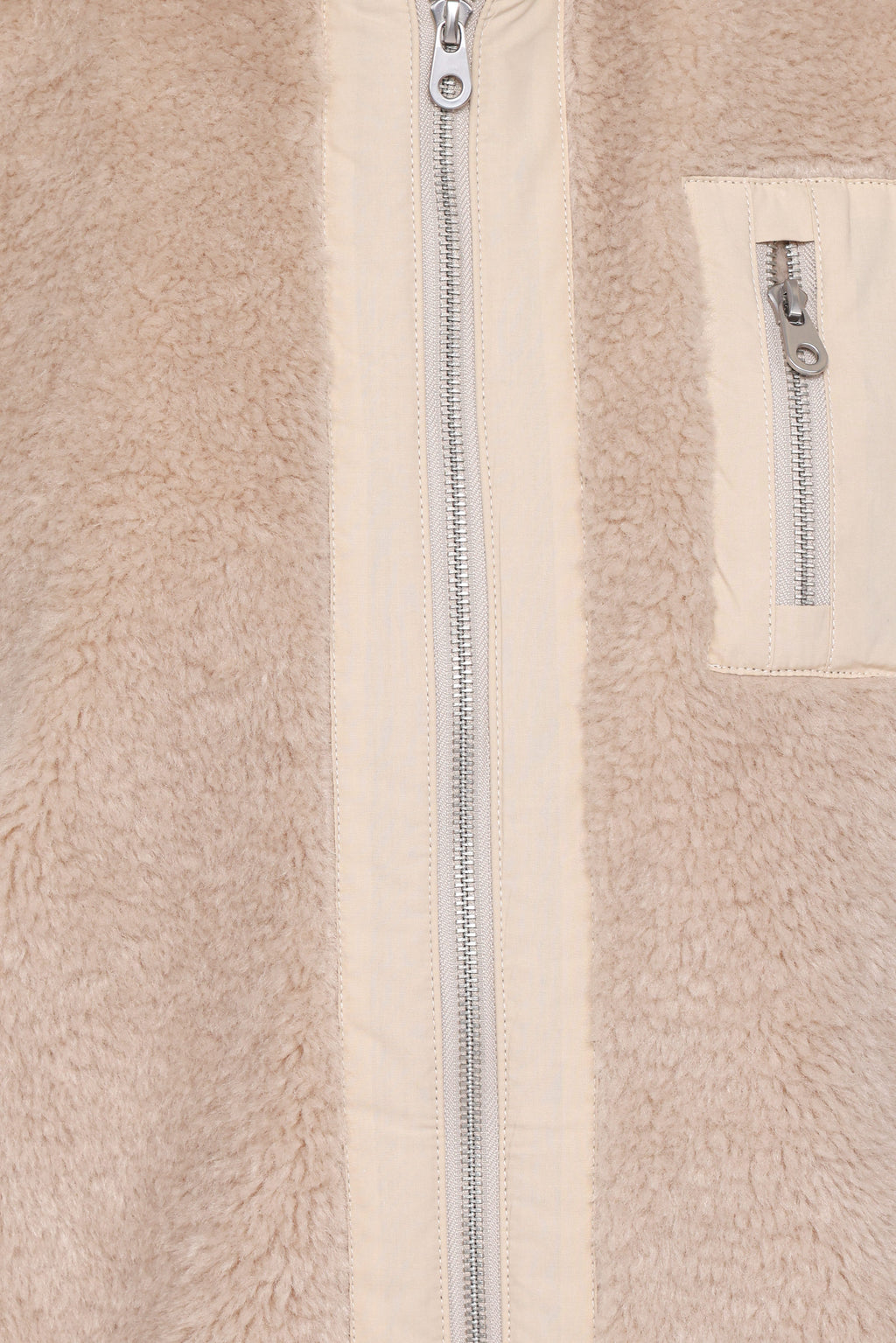 Sherpa Zip Up Jacket - Beige