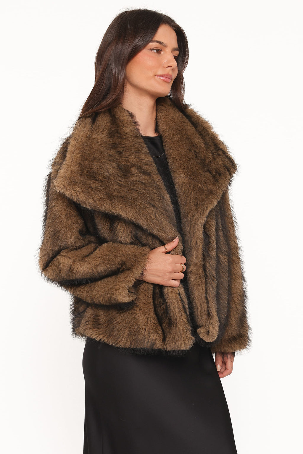 Fur Collar Jacket - Brown