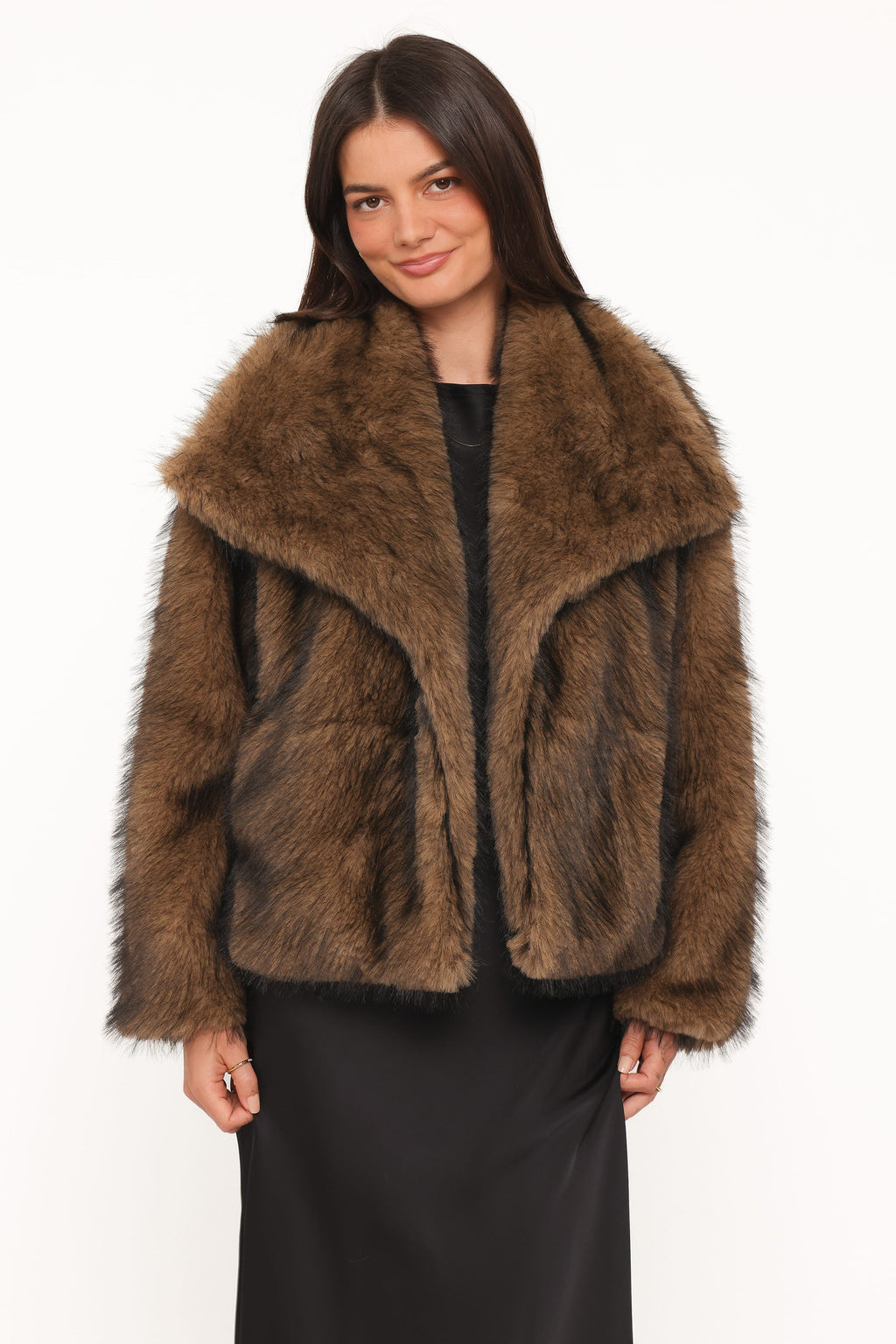 Fur Collar Jacket - Brown
