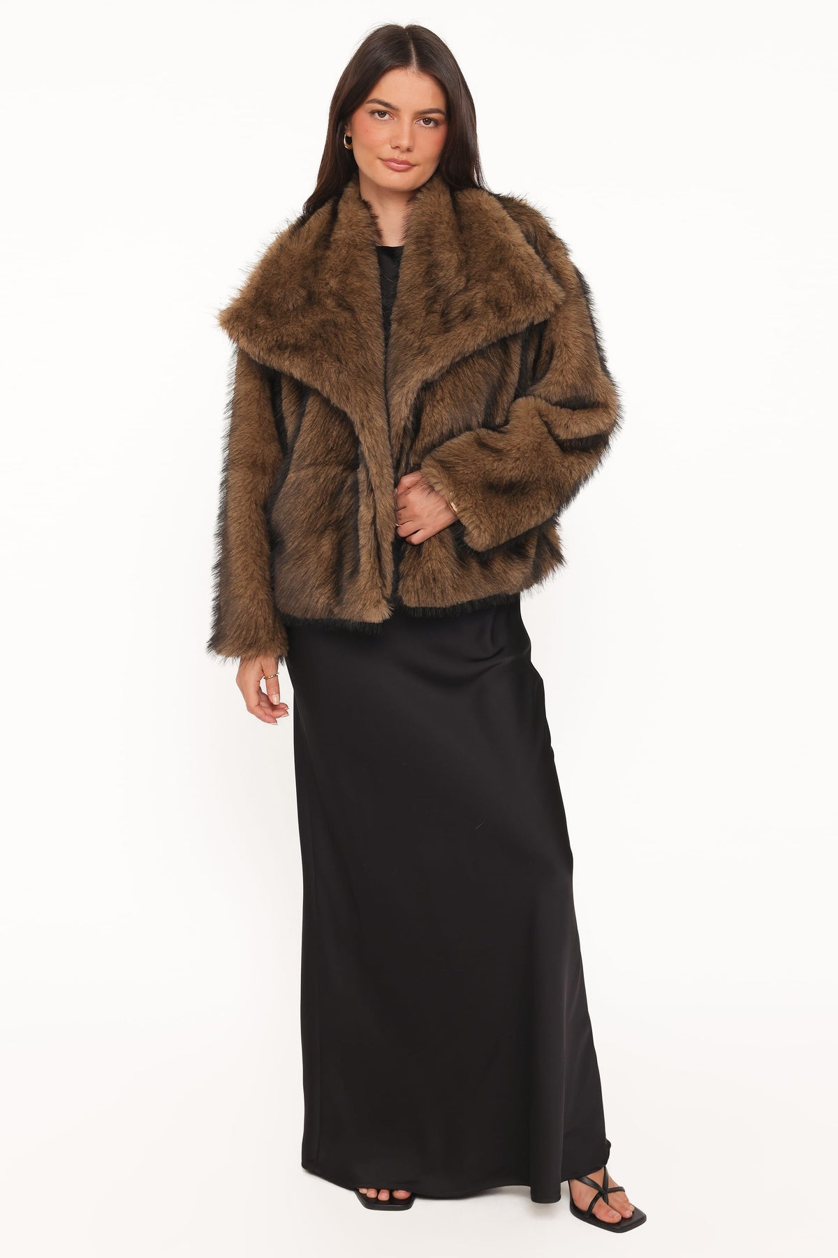 Fur Collar Jacket - Brown