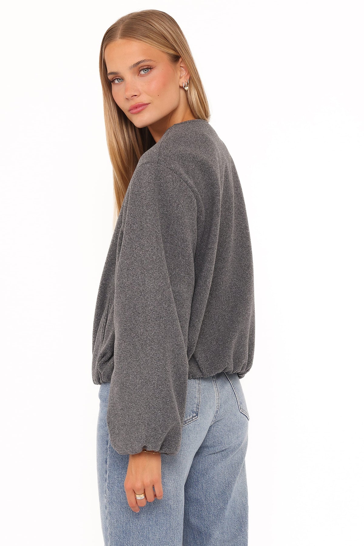 Cropped Bomber Jacket - Heather Grey