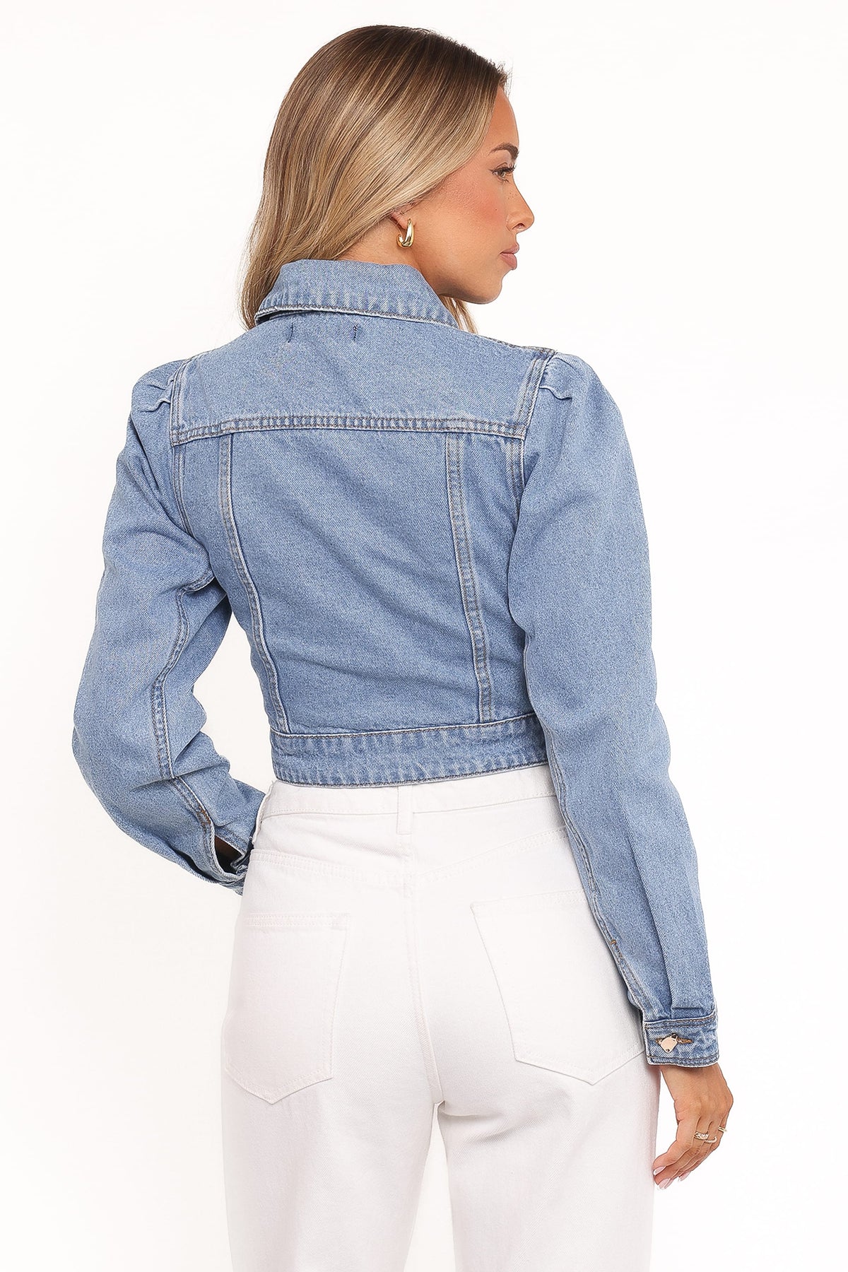 Cropped Denim Jacket - Mid Blue