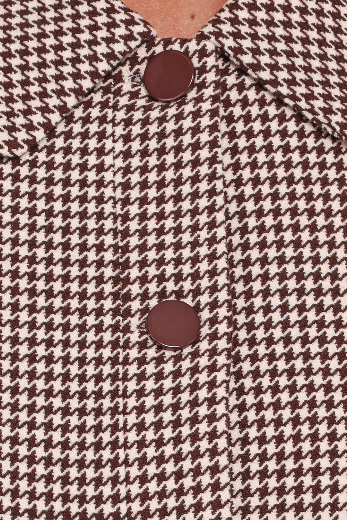 Crop Trucker Jacket - Brown Houndstooth