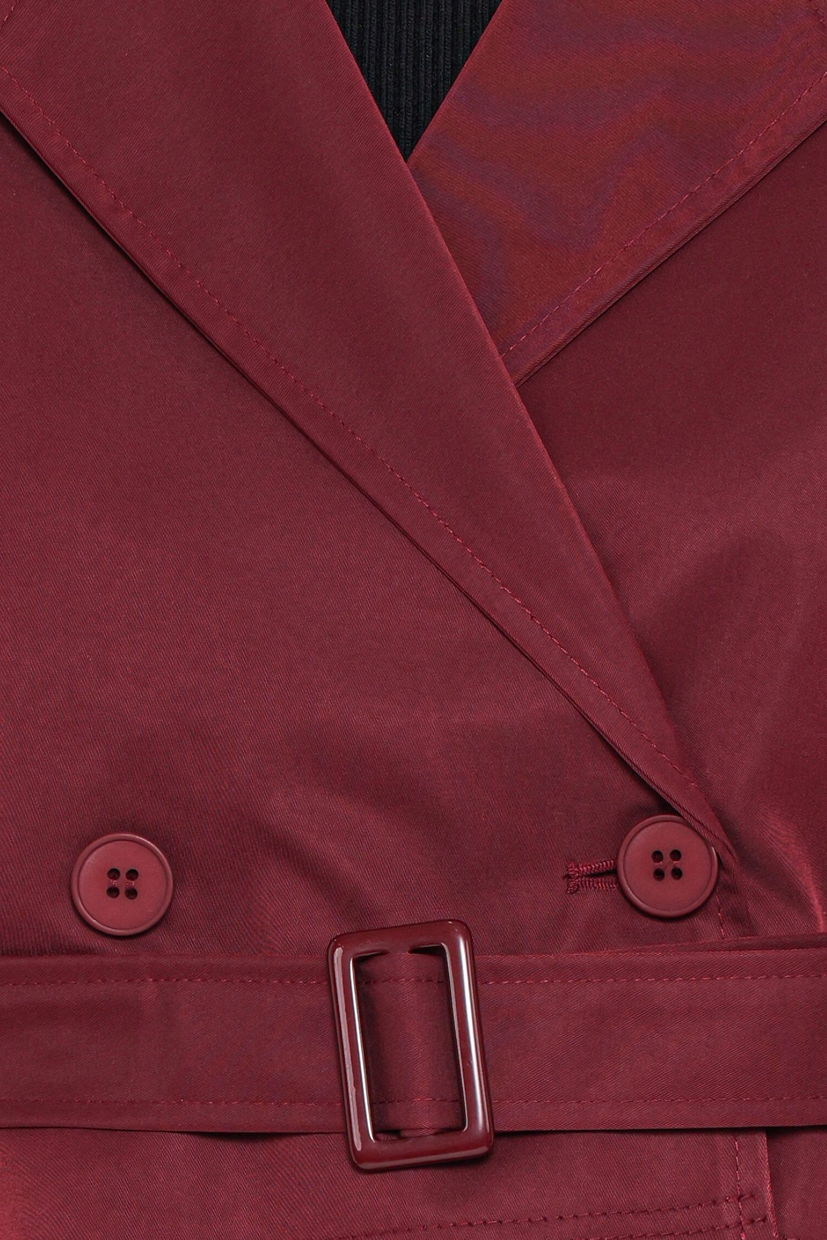 Crop Trench Jacket - Burgundy